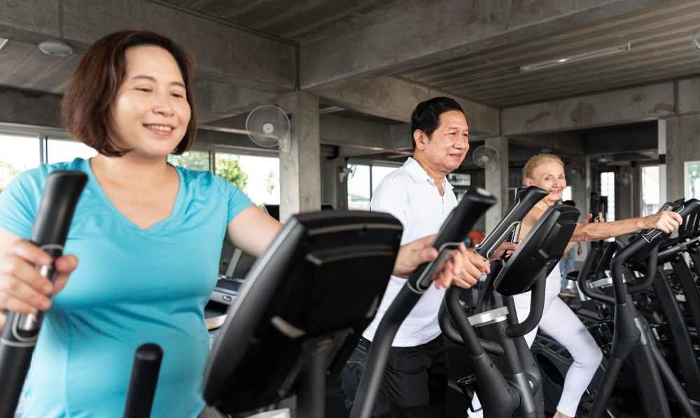 A group of elderly persons in a fitness wellness program
